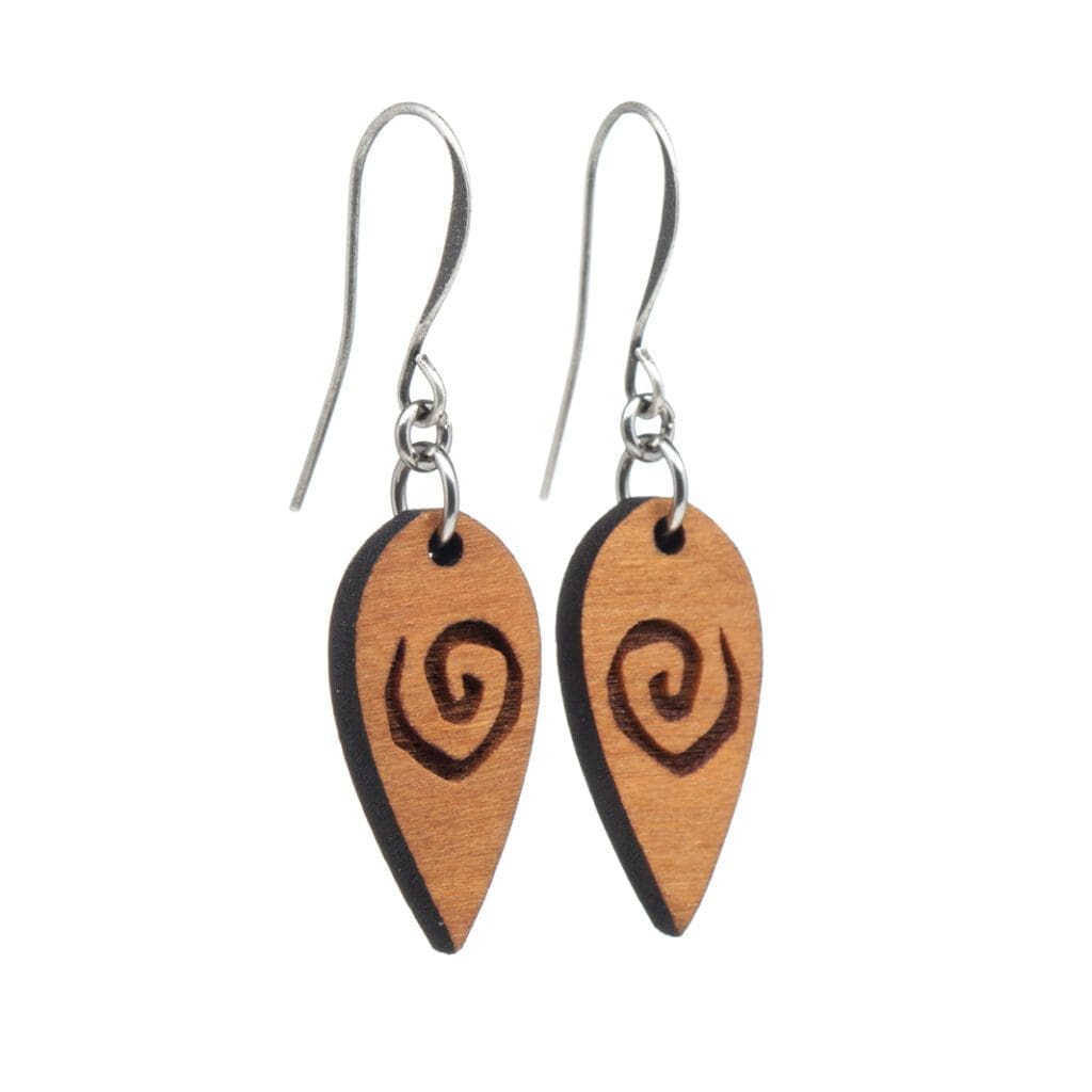 Photograph of wood earrings